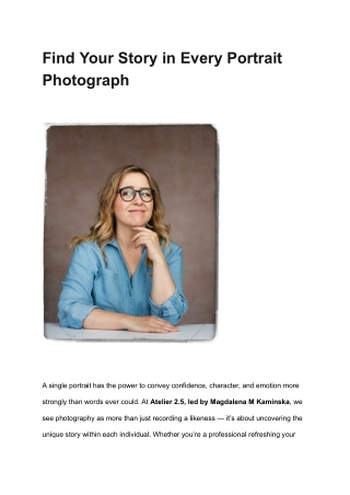 Find Your Story in Every Portrait Photograph
