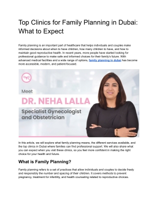 Top Clinics for Family Planning in Dubai_ What to Expect