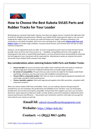 Kubota SVL65 Parts and Rubber Tracks