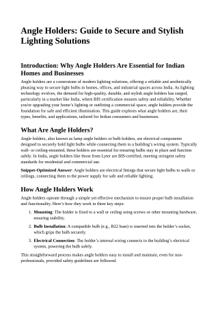 Angle Holders: Guide to Secure and Stylish Lighting Solutions for India