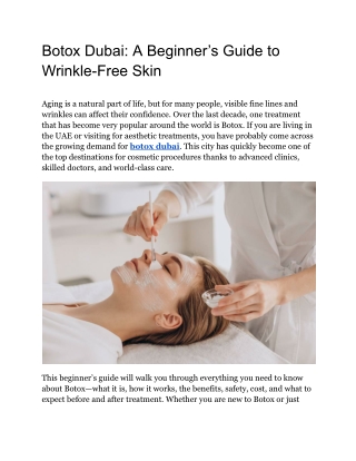 Botox Dubai_ A Beginner’s Guide to Wrinkle-Free Skin
