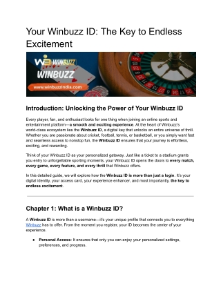 Your Winbuzz ID: The Key to Endless Excitement