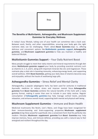 The Benefits of Multivitamin