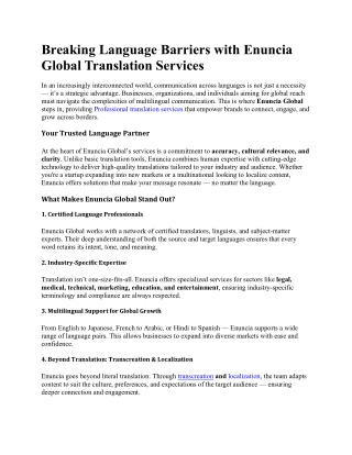 Breaking Language Barriers with Enuncia Global Translation Services
