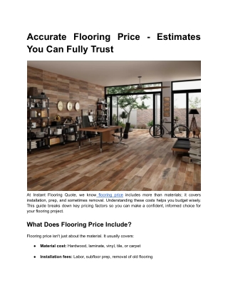 Accurate Flooring Price - Estimates You Can Fully Trust