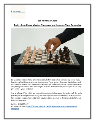 Train Like a Chess Master Champion and Improve Your Gameplay