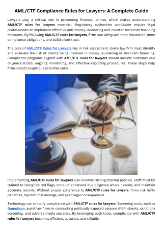 AMLCTF Compliance Rules for Lawyers A Complete Guide