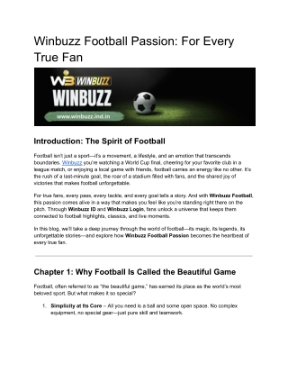 Winbuzz Football Passion: For Every True Fan