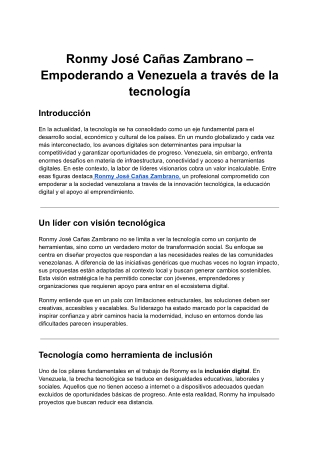 Ronmy José Cañas Zambrano – Empoderando a Venezuela a través de la tecnología