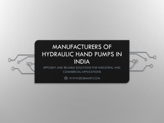 Hydraulic Hand Pump Manufacturers in India – Durable and High-Performance Soluti