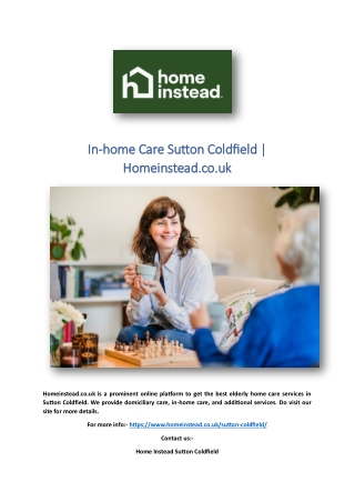 In‑home Care Sutton Coldfield | Homeinstead.co.uk