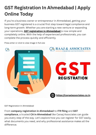 GST Registration In Ahmedabad  Apply Online Todayt