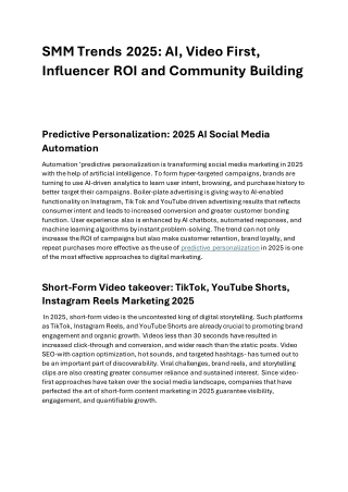 SMM Trends 2025 AI, Video First, Influencer ROI and Community Building