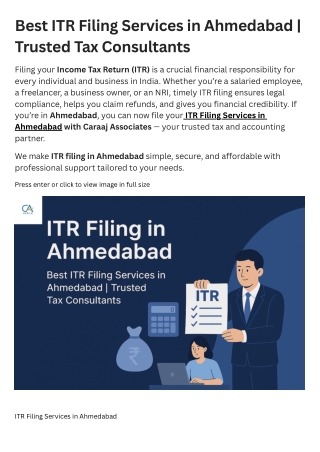 Best ITR Filing Services in Ahmedabad  Trusted Tax Consultants