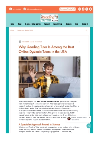 Why iReading Tutor Is Among the Best Online Dyslexia Tutors in the USA