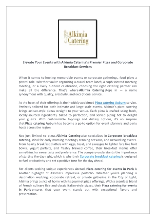 Elevate Your Events with Alkimia Catering