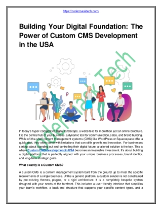 Custom CMS Development in the USA by Codermask Tech