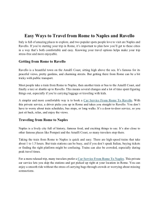 Easy Ways to Travel from Rome to Naples and Ravello