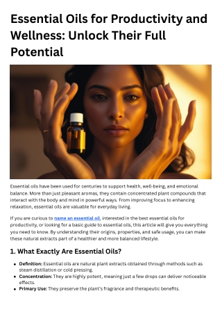 Essential Oils for Productivity and Wellness Unlock Their Full Potential