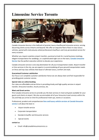 Limousine Service Toronto