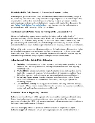 How Online Public Policy Learning Is Empowering Grassroots Leaders