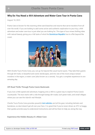 Why Do You Need a 4X4 Adventure and Water Cave Tour in Punta Cana