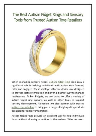 The Best Autism Fidget Rings and Sensory Tools from Trusted Autism Toys Retailers