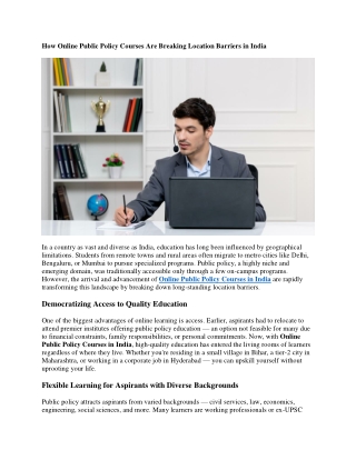 How Online Public Policy Courses Are Breaking Location Barriers in India