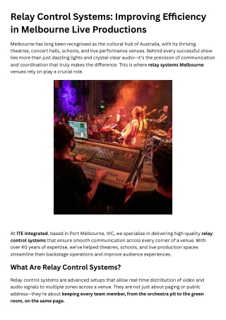 Relay Control Systems: Improving Efficiency in Melbourne Live Productions
