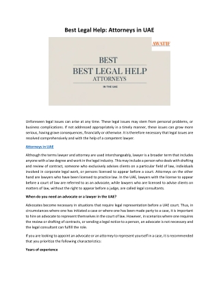 Best Legal Help Attorneys in UAE
