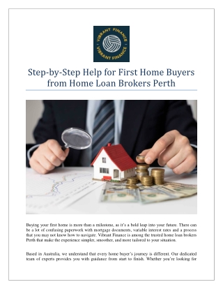 Help for First Home Buyers from Home Loan Brokers Perth