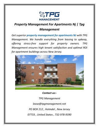 Property Management For Apartments Nj | Tpg Management