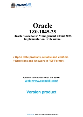 Oracle 1Z0-1045-25 Warehouse Management Cloud 2025 PDF | Real Exam Questions & 9