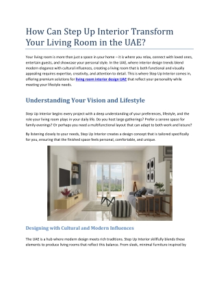 How Can Step Up Interior Transform Your Living Room in the UAE