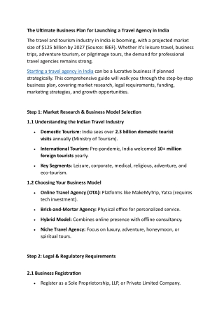 The Ultimate Business Plan for Launching a Travel Agency in India