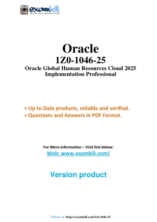 Oracle 1Z0-1046-25 Global HR Cloud 2025 PDF | 210 Real Questions   90-Day Update
