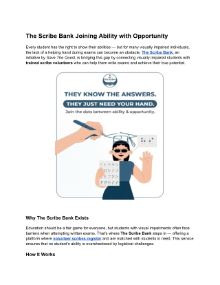 The Scribe Bank Joining Ability with Opportunity