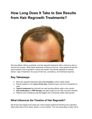 How Long Does It Take to See Results from Hair Regrowth Treatments?