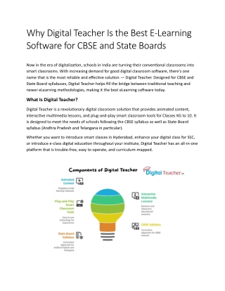 Why Digital Teacher Is the Best eLearning Software for CBSE and State Boards