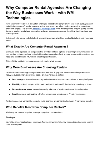 Why Computer Rental Agencies Are Changing the Way Businesses Work