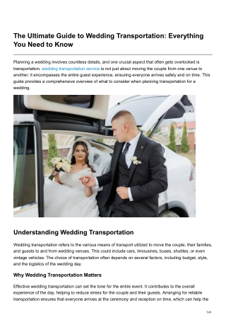 The Ultimate Guide to Wedding Transportation Everything You Need to Know
