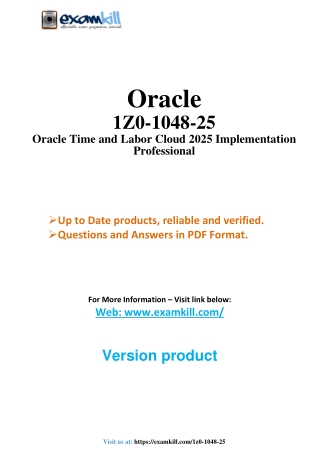 Oracle 1Z0-1048-25 Time & Labor Cloud 2025 PDF | Real Exam Questions   90-Day Up