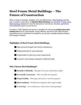 Steel Frame Metal Buildings – The Future of Construction