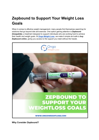 Zepbound to Support Your Weight Loss Goals