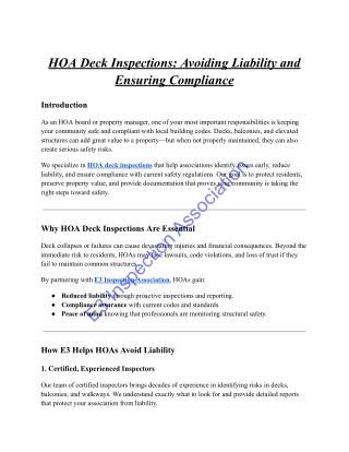 HOA Deck Inspections: Avoiding Liability and Ensuring Compliance