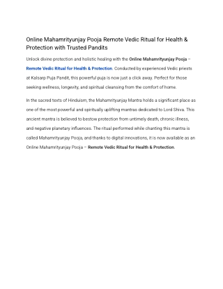 Online Mahamrityunjay Pooja Remote Vedic Ritual for Health & Protection with Trusted Pandits (1)