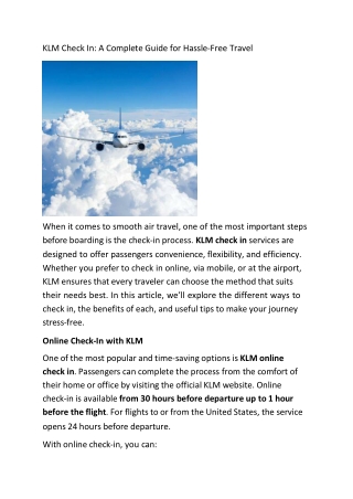 KLM Check In ppt new