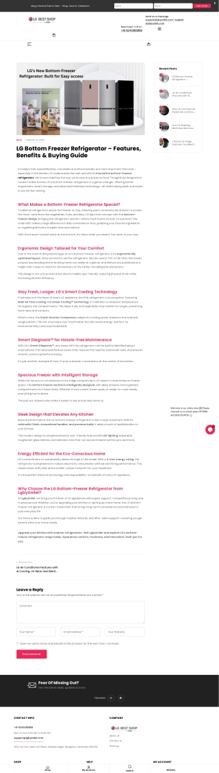 LG Bottom Freezer Refrigerator – Features & Buying Guide