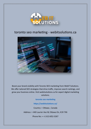 toronto seo marketing - webitsolutions.ca