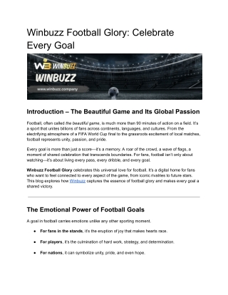 Winbuzz Football Glory: Celebrate Every Goal